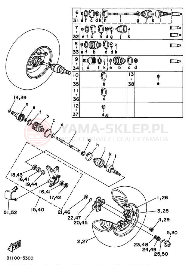 Schemat "Koło przód" do Yamaha WOLVERINE YFM35FXJ