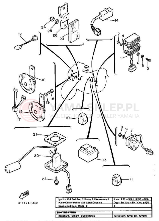 Schemat "układ elektryczny" do Yamaha SECA XJ900RK
