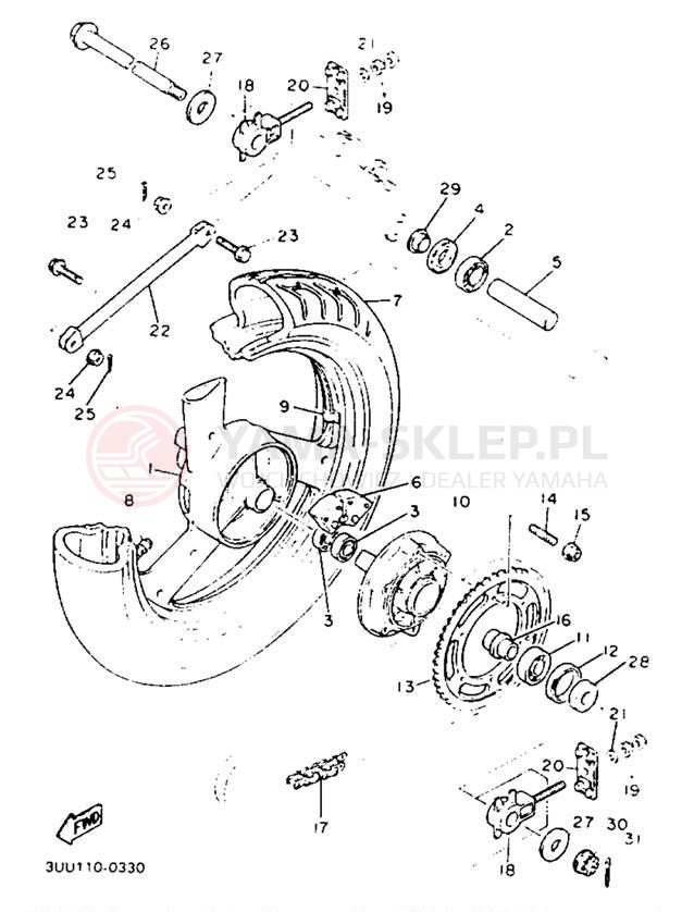 Schemat "Koło tył" do Yamaha FZR600REC