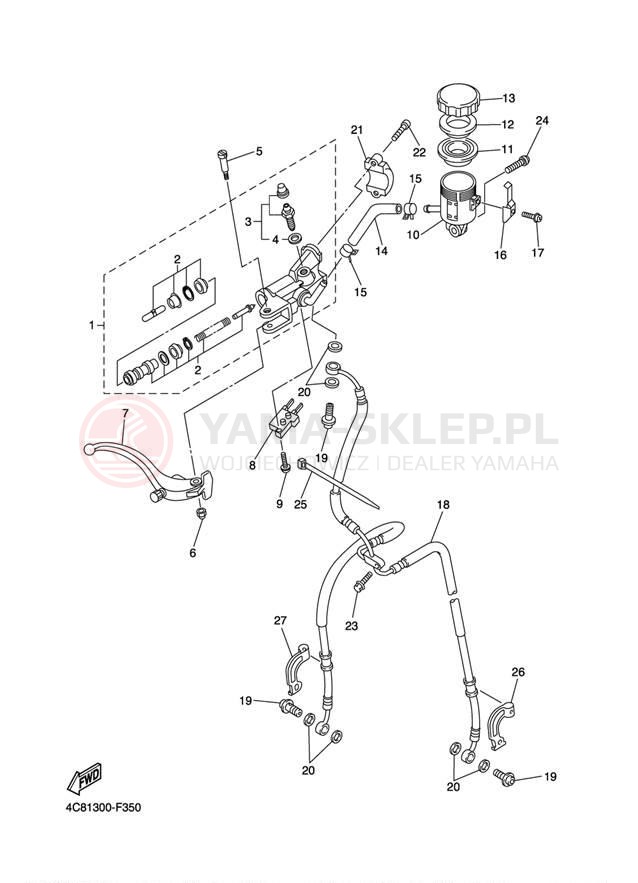 Schemat "Pompa hamulcowa przednia" do Yamaha R1 YZFR1W/YZFR1WC