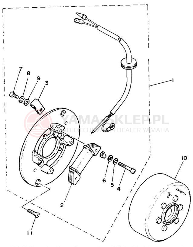 Schemat "prądnica" do Yamaha Y-ZINGER PW80F