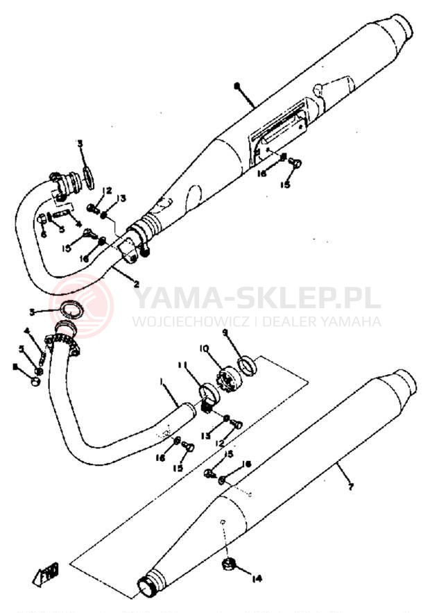 Schemat "Wydech końcowy" do Yamaha TX650A