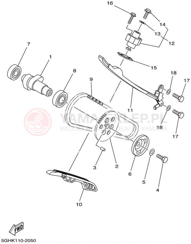 Schemat "Rozrząd - łańcuszek" do Yamaha KODIAK 4WD YFM400FAP