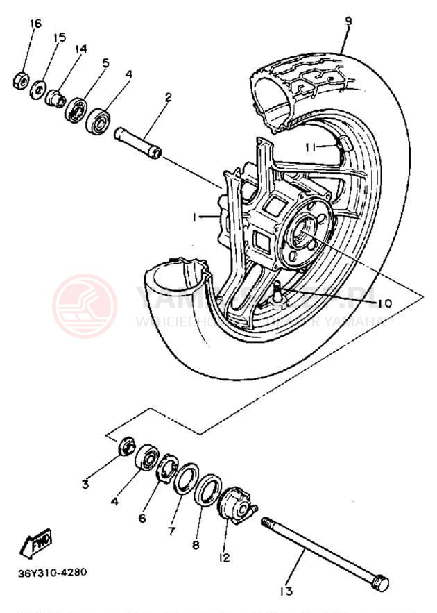 Schemat "Koło przód" do Yamaha FJ1200T/FJ1200TC
