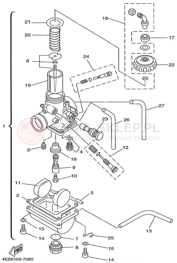 Schemat "Gaźnik" do Yamaha YZ80 YZ80L
