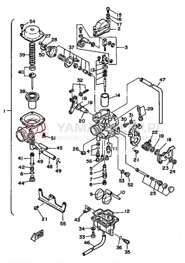 Schemat "Gaźnik" do Yamaha SRX250TC/SRX250T