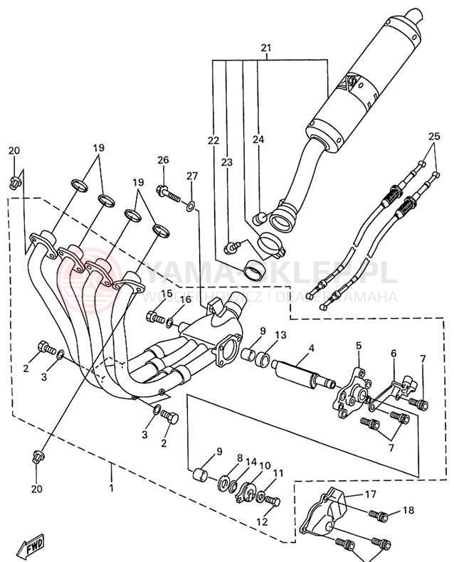 Schemat "Wydech końcowy" do Yamaha R1 YZFR1L/YZFR1LC