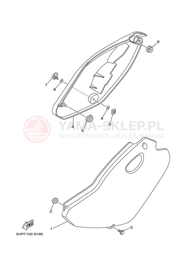 Schemat "Pokrywa boczna" do Yamaha TT-R125L TTR125LW