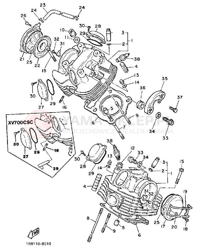 Schemat "głowica" do Yamaha VIRAGO 700 XV700CSC/XV700CS