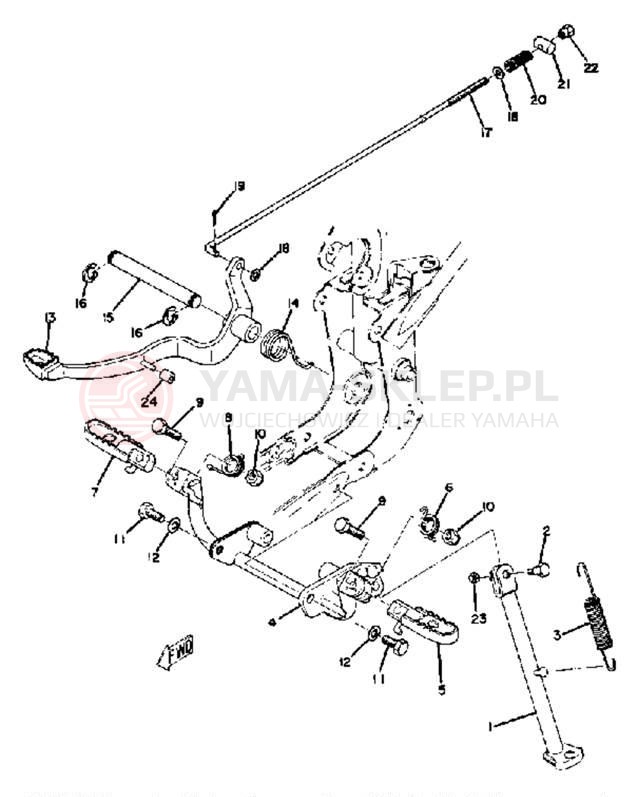 Schemat "Stopka postoj., dźw. Hamulca tył" do Yamaha YZ80B