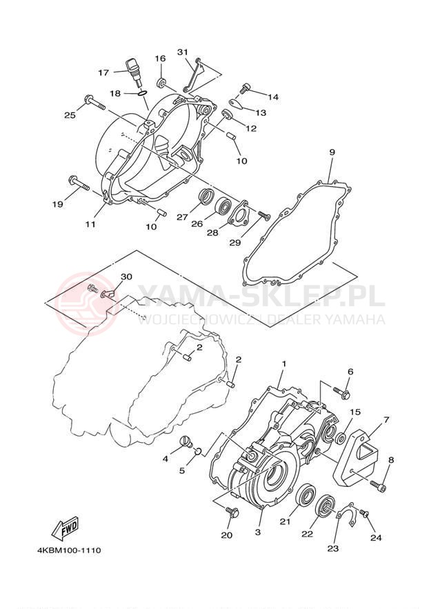 Schemat "Pokrywa silnika" do Yamaha WOLVERINE YFM350FXN