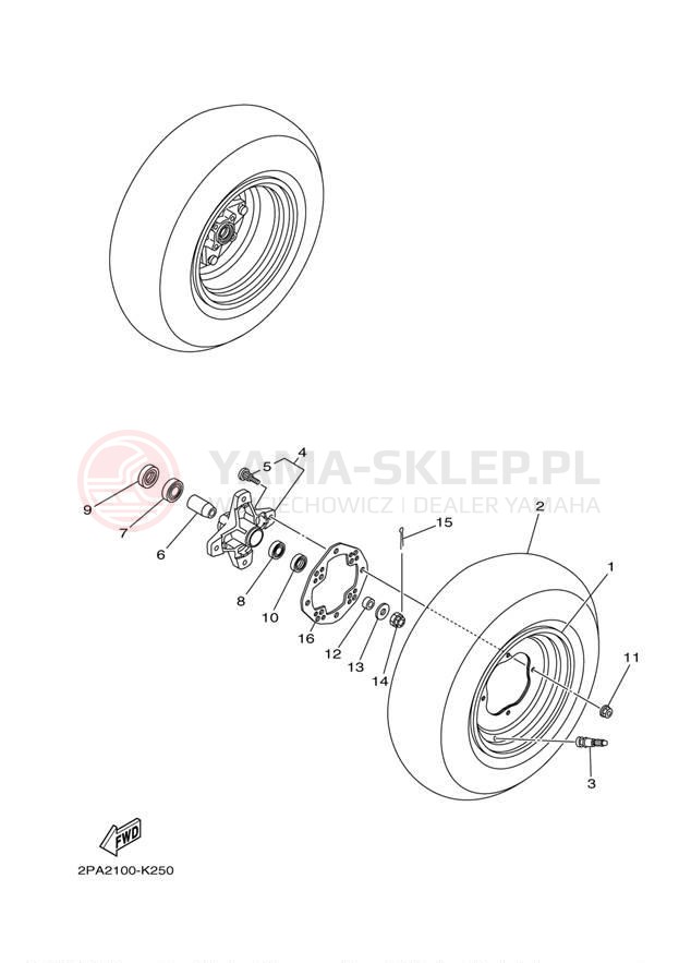 Schemat "Koło przód" do Yamaha RAPTOR 125 YFM125RBL/YFM125RBW