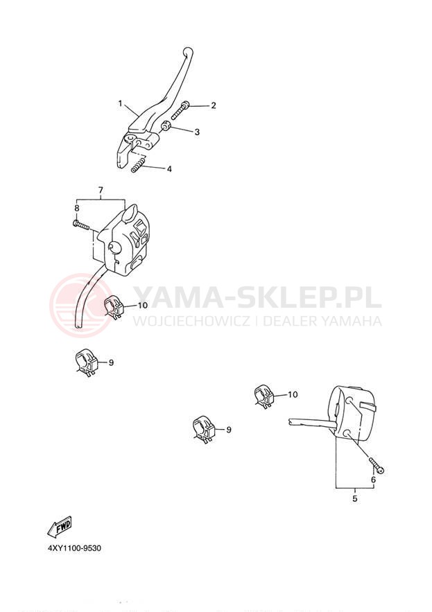 Schemat "Kierownica i osprzęt" do Yamaha VENTURE XVZ1300TFN/XVZ1300TFN