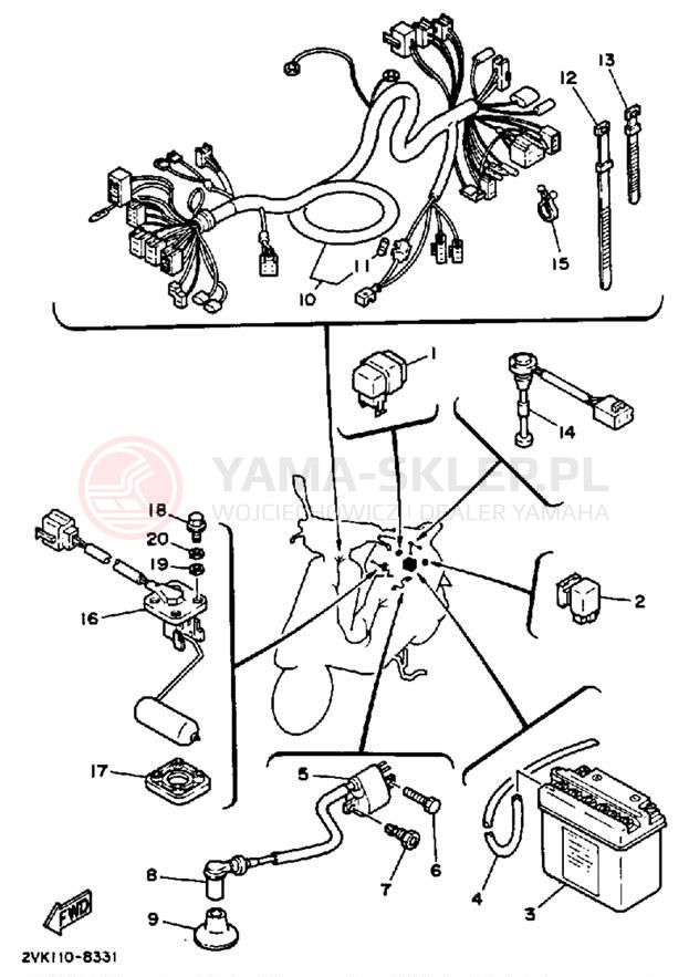 Schemat "układ elektryczny" do Yamaha JOG CG50B