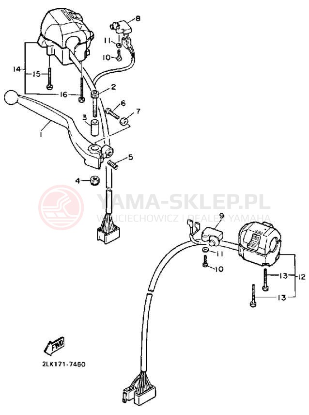 Schemat "Kierownica i osprzęt" do Yamaha FZR1000TC/FZR1000T
