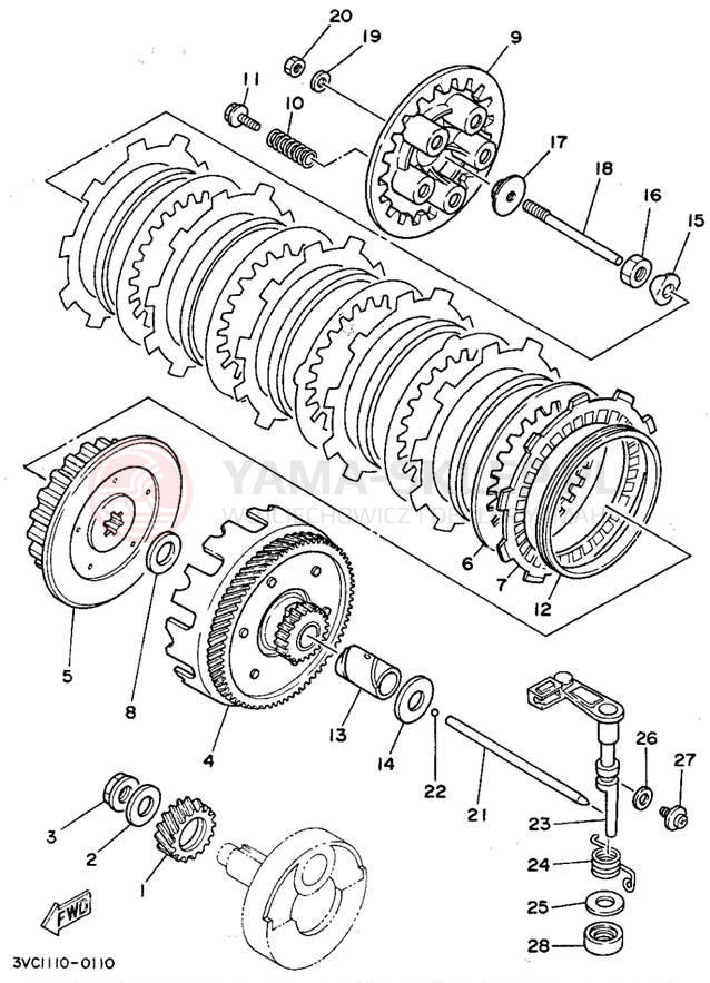 Schemat "sprzęgło" do Yamaha RT180E