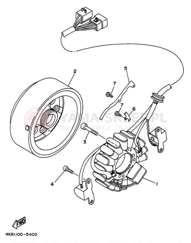 Schemat "prądnica" do Yamaha WOLVERINE YFM35FXJ