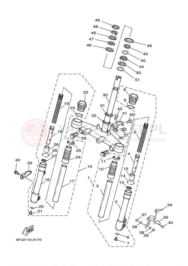 Schemat "Amortyzatory przód" do Yamaha ZUMA YW50S