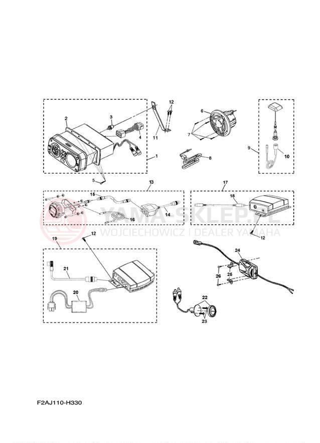 Schemat "Nagłośnienie - wyp. dodatkowe" do Yamaha 232 LIMITED S SXT1100GH