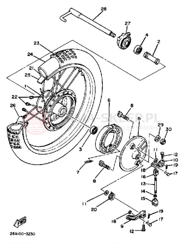 Schemat "Koło przód" do Yamaha IT250K
