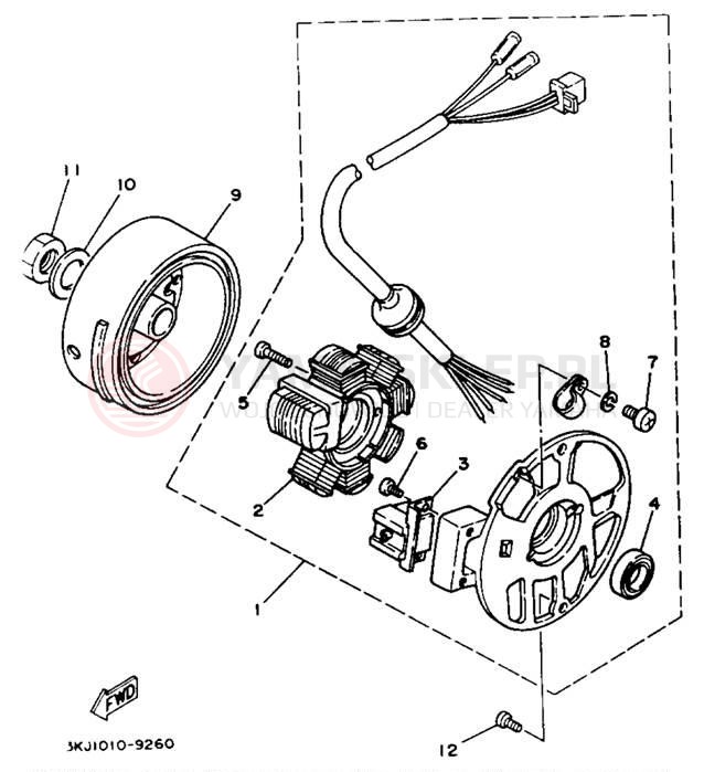 Schemat "prądnica" do Yamaha JOG CY50D