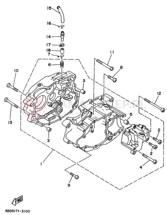 Schemat "Obudowa silnika" do Yamaha YFB250G_MNH