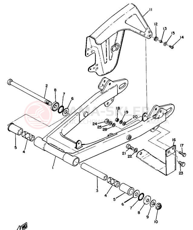 Schemat "Wahacz, osłona łańcucha" do Yamaha DT1CMX/DT1C