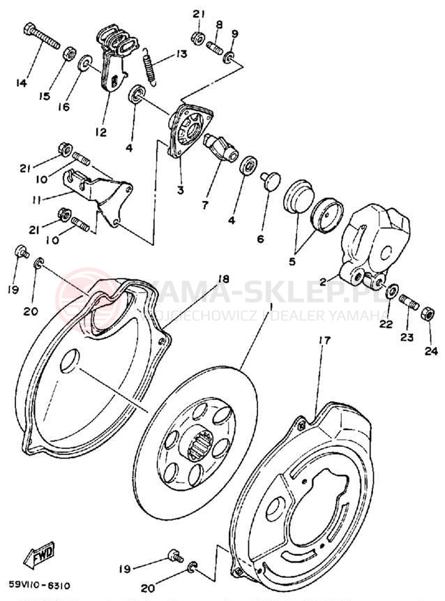 Schemat "hamulec" do Yamaha MOTO-4 YFM225T