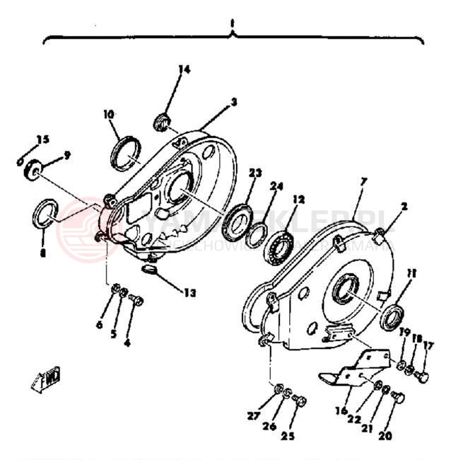 Schemat "obudowa łańcucha" do Yamaha YT125G