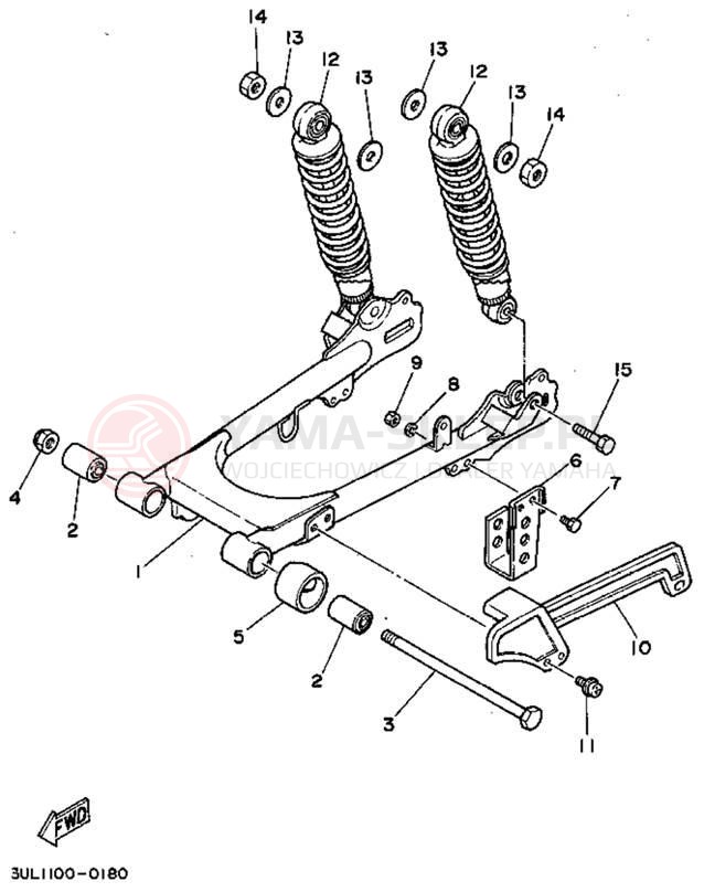 Schemat "REAR ARM - SUSPENSION" do Yamaha RT100G