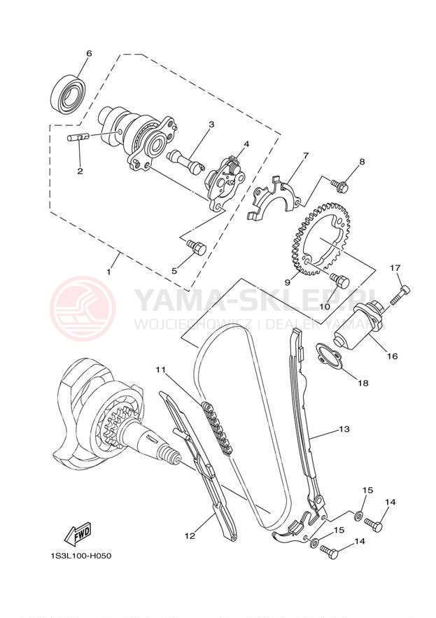 Schemat "Rozrząd - łańcuszek" do Yamaha RAPTOR 700 SE YFM7RSEZ
