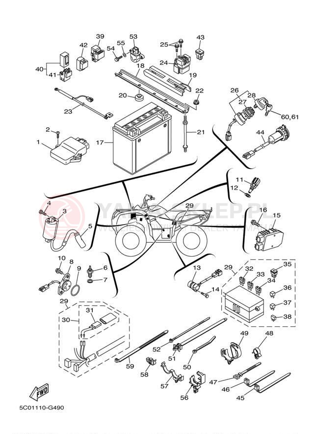 Schemat "układ elektryczny" do Yamaha GRIZZLY FI 700 HUNTER YFM7FGHX