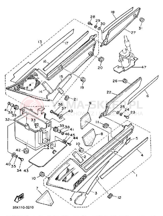 Schemat "Pokrywa boczna" do Yamaha FJ1200A/FJ1200AC