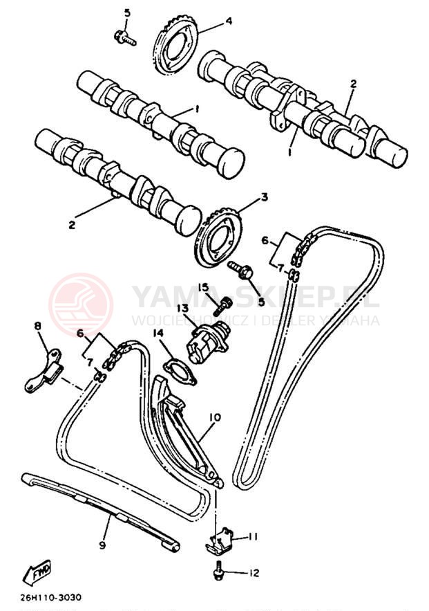 Schemat "Rozrząd - łańcuszek" do Yamaha XVZ12DL/XVZ12DKC2