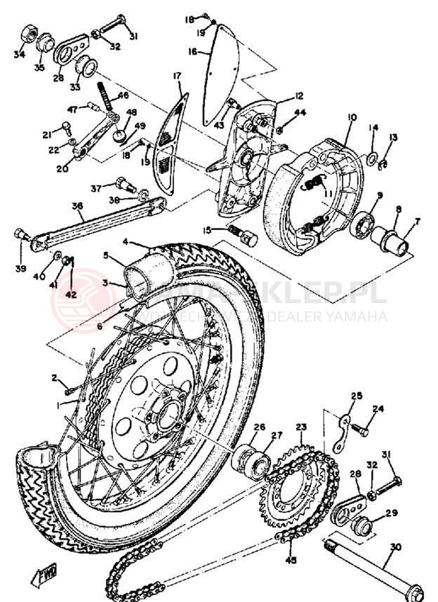 Schemat "Koło tył" do Yamaha TR2 TR2B TR2