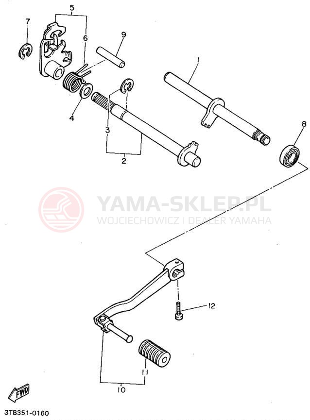 Schemat "Dźwignia zmiany biegów, wałek" do Yamaha XT600EF/XT600EFC