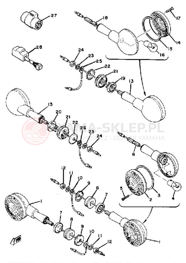 Schemat "kierunkowskazy" do Yamaha XS400G