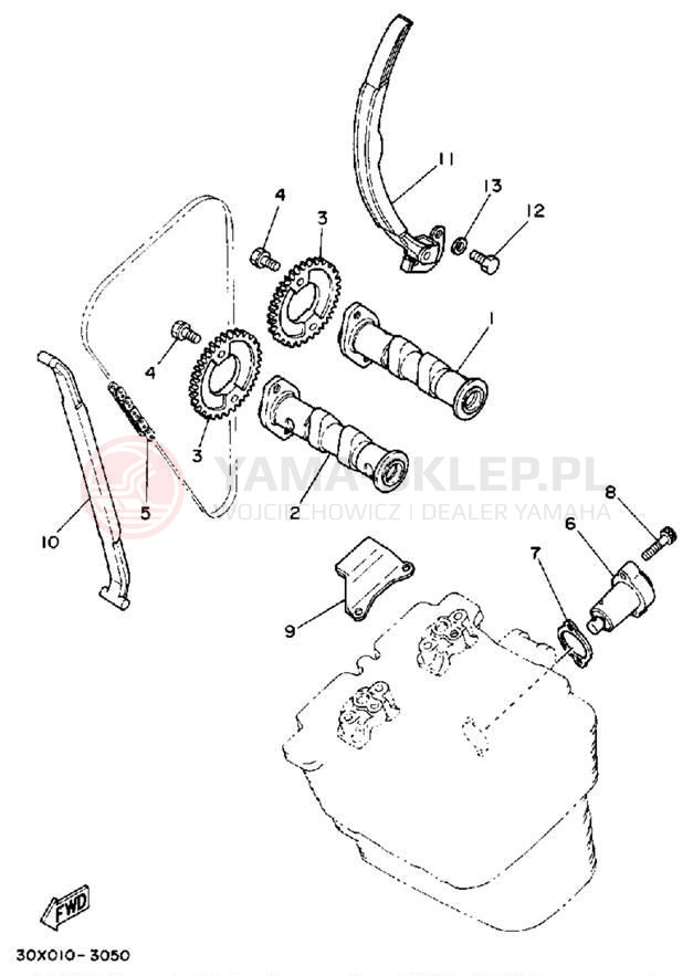 Schemat "Rozrząd - łańcuszek" do Yamaha XT350UC/XT350U