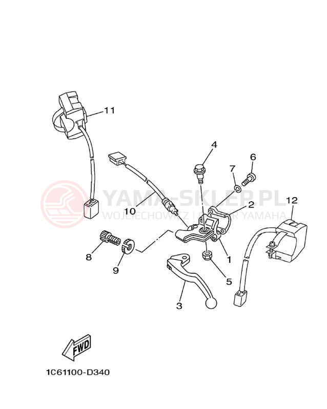 Schemat "Kierownica i osprzęt" do Yamaha TT-R230 TTR230TC/TTR230T