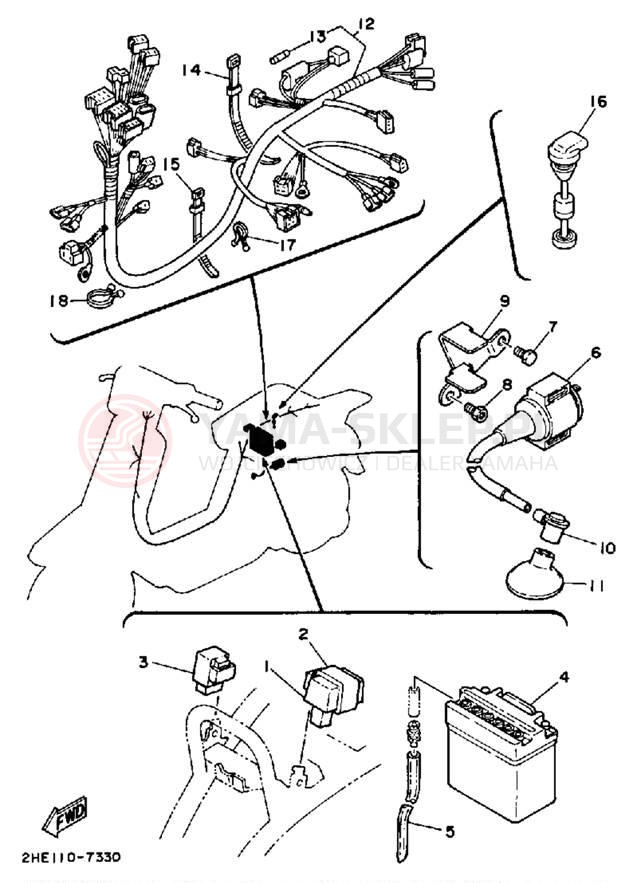 Schemat "układ elektryczny" do Yamaha CE50ET