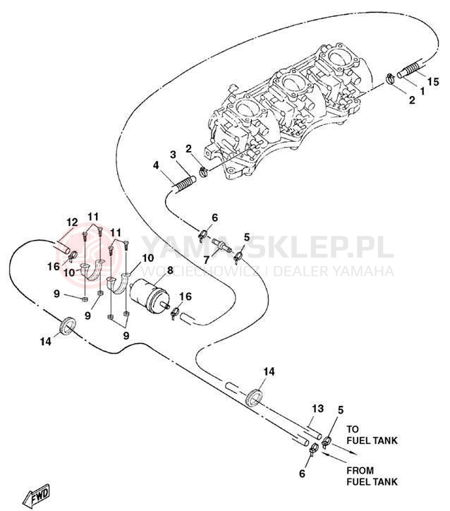 Schemat "FUEL STARBOARD ENGINE" do Yamaha AR210 LST1200DD