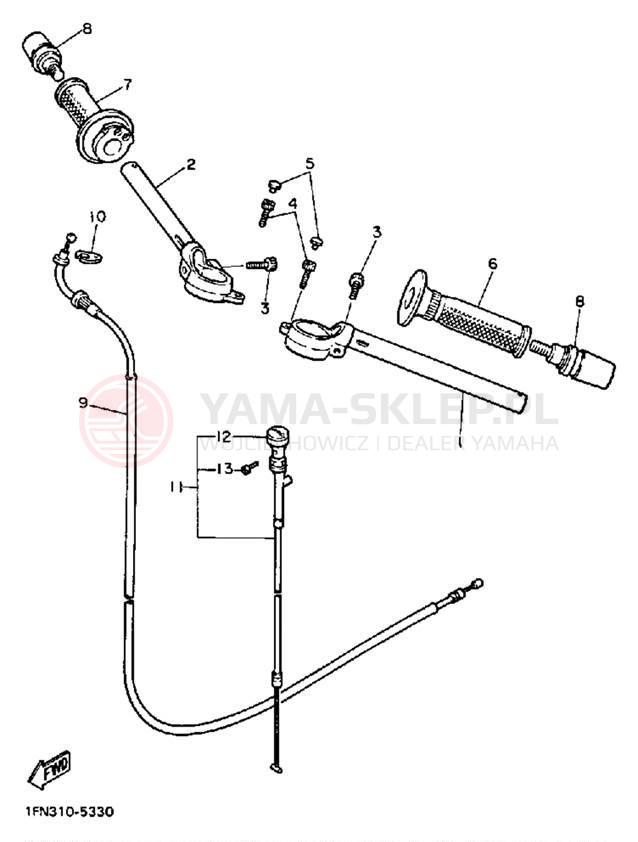 Schemat "Kierownica i osprzęt" do Yamaha FZ700TC/FZ700T