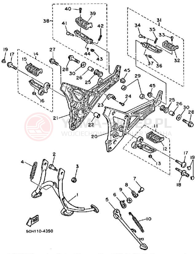 Schemat "Stopka postojowa i podnóżki" do Yamaha FJ1100NC/FJ1100N