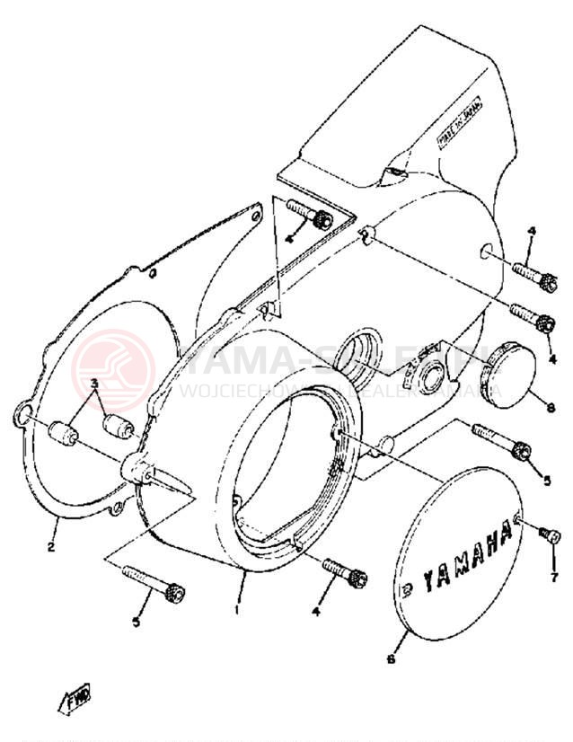 Schemat "Pokrywa silnika" do Yamaha XS650SF