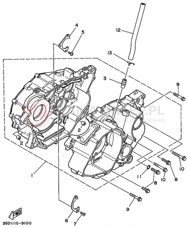 Schemat "Obudowa silnika" do Yamaha WARRIOR YFM350XLC/YFM350XL