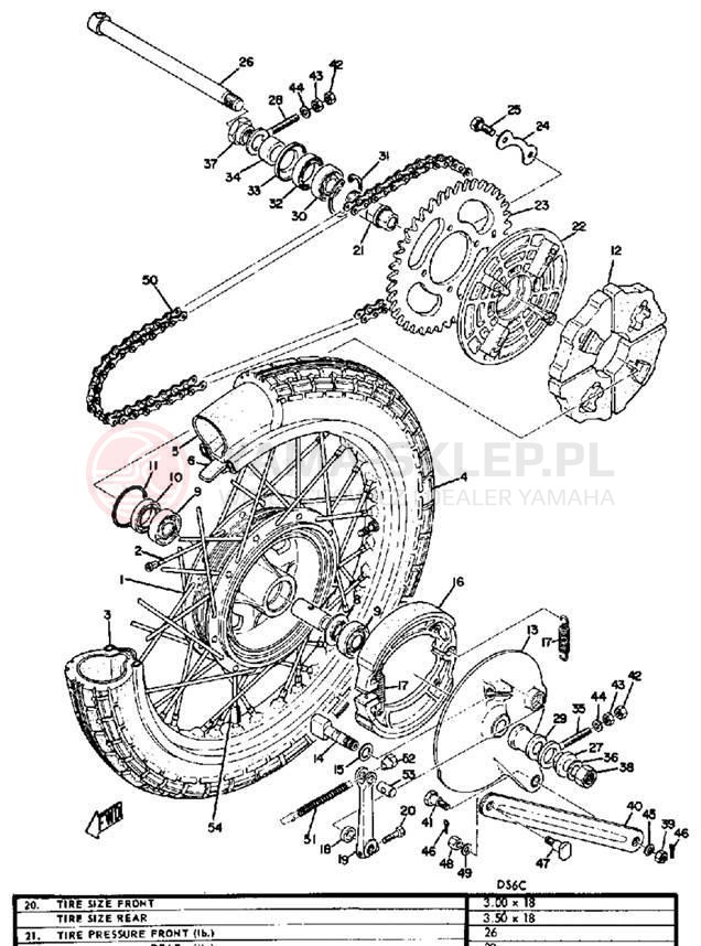 Schemat "Koło tył" do Yamaha DS6C