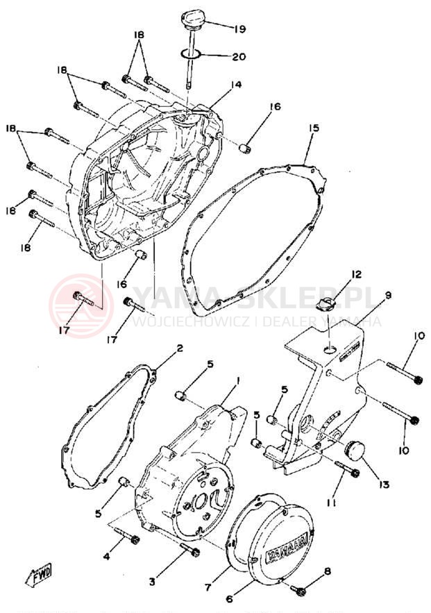 Schemat "Pokrywa silnika" do Yamaha XS400D
