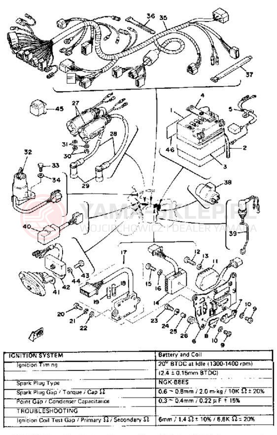 Schemat "układ elektryczny" do Yamaha RD400F