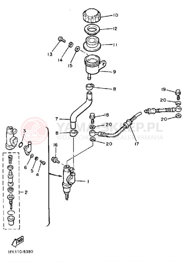 Schemat "Pompa hamulcowa tył" do Yamaha V-MAX 1200 VMX12SC/VMX12S