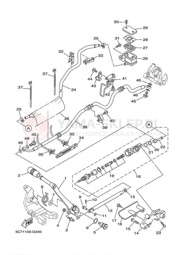 Schemat "Pompa hamulcowa tył" do Yamaha RAIDER XV19CYCB/XV19CYB